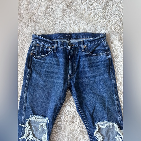 Khaite Kyle Straight Leg Distressed Dark Wash Jeans Size 28 - Picture 3 of 12